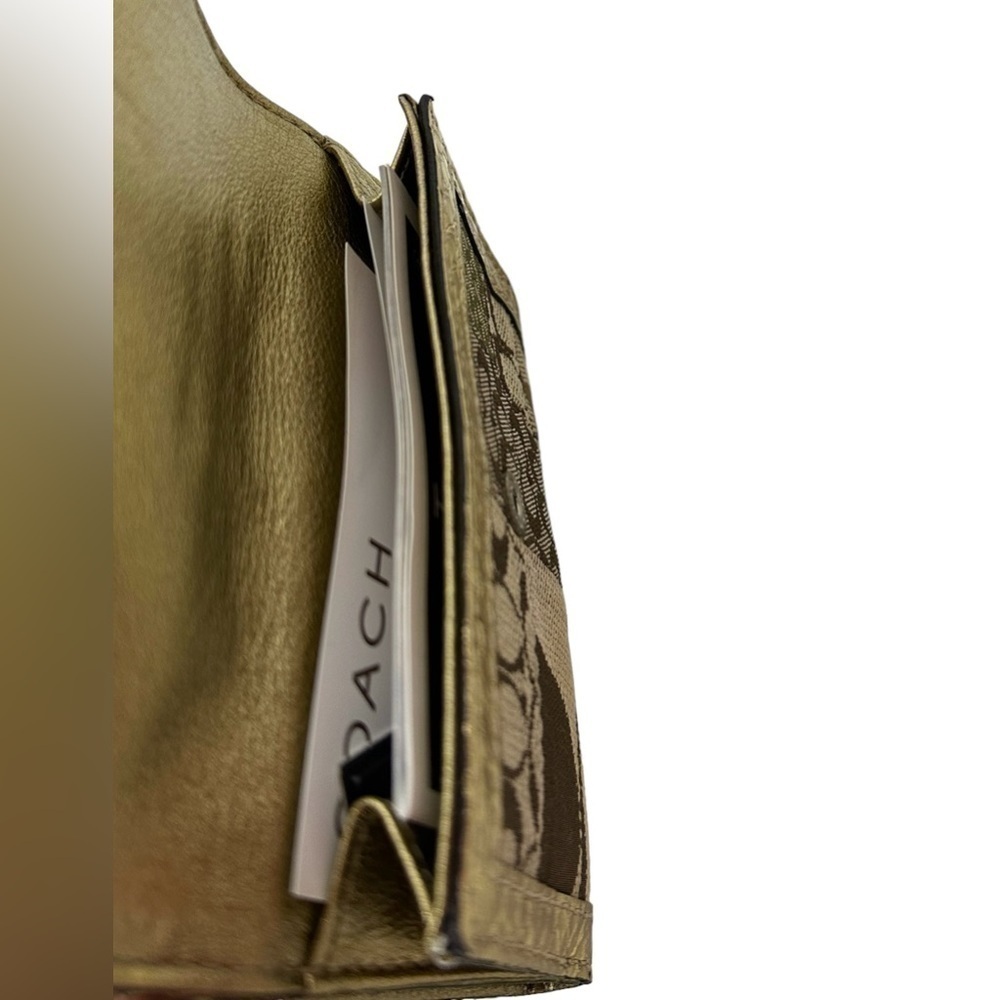 Coach Signature Patchwork Snakeskin Mini Wallet In Khaki/Gold RARE New With Tags - Picture 7 of 15